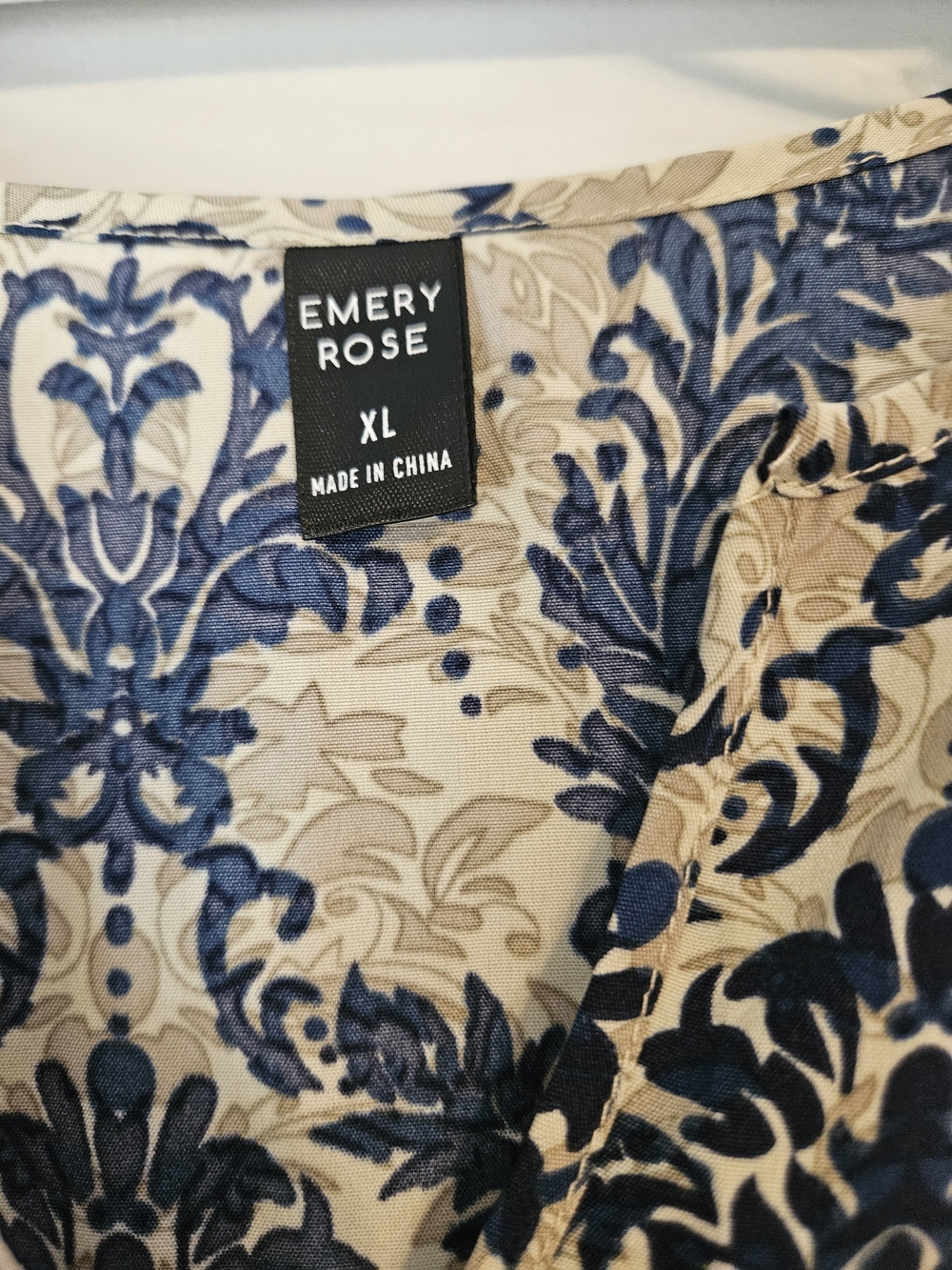 Blue and Cream Midi Dress with Damask Print - Picture 3 of 6